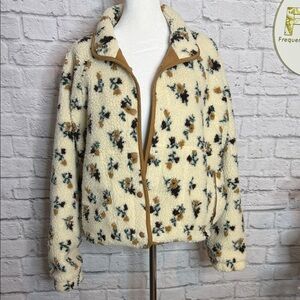 Cream Floral Jacket with Tan Trim